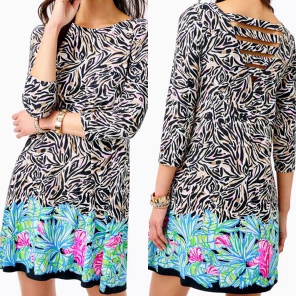 Lilly pulitzer Ophelia Dress Onyx Can You Zee Me Engineered Dress womens XS - Picture 1 of 9